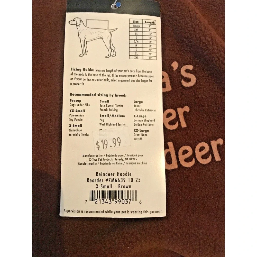Santa's Reindeer Dog Christmas Sweater Winter Hoodies‎ Warm Two Legged XS Brown